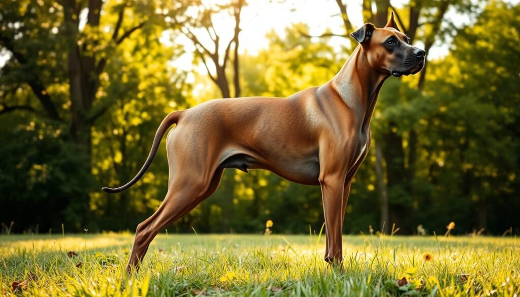 A large Great Dane Doberman Pinscher mix dog standing in a grassy meadow, its muscular physique and powerful stance reflecting its exercise needs. The dog's coat is a sleek blend of the Dane's fawn and the Doberman's black and tan, with an alert, intelligent gaze. Dappled sunlight filters through the trees in the background, casting a warm, natural lighting on the scene. The dog is captured mid-stride, conveying its energy and the need for ample physical activity. The composition emphasizes the breed's impressive size and active nature, highlighting the importance of providing sufficient exercise to meet its demands. A large Great Dane Doberman Pinscher mix dog standing in a grassy meadow, its muscular physique and powerful stance reflecting its exercise needs. The dog's coat is a sleek blend of the Dane's fawn and the Doberman's black and tan, with an alert, intelligent gaze. Dappled sunlight filters through the trees in the background, casting a warm, natural lighting on the scene. The dog is captured mid-stride, conveying its energy and the need for ample physical activity. The composition emphasizes the breed's impressive size and active nature, highlighting the importance of providing sufficient exercise to meet its demands.