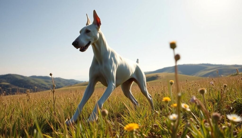 A majestic white Doberman Pinscher trots confidently through a sun-dappled meadow, its elegant frame silhouetted against a backdrop of rolling hills and a cloudless azure sky. The dog's sleek coat glistens in the warm light, its muscles rippling beneath the surface as it strides effortlessly, radiating a sense of power and grace. In the foreground, lush wildflowers sway gently in a gentle breeze, adding a touch of vibrant color to the serene scene. The camera captures the Doberman from a low angle, emphasizing its regal presence and the dog's unwavering focus as it embarks on an outdoor adventure, ready to explore the boundless beauty of the natural world. A majestic white Doberman Pinscher trots confidently through a sun-dappled meadow, its elegant frame silhouetted against a backdrop of rolling hills and a cloudless azure sky. The dog's sleek coat glistens in the warm light, its muscles rippling beneath the surface as it strides effortlessly, radiating a sense of power and grace. In the foreground, lush wildflowers sway gently in a gentle breeze, adding a touch of vibrant color to the serene scene. The camera captures the Doberman from a low angle, emphasizing its regal presence and the dog's unwavering focus as it embarks on an outdoor adventure, ready to explore the boundless beauty of the natural world.